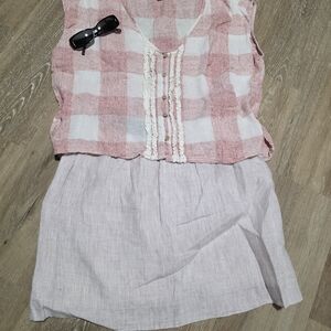 Tommy Hilfiger Mauve and White Linen Skirt
